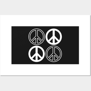 Dusky Blue and White Peace Signs Pattern Posters and Art